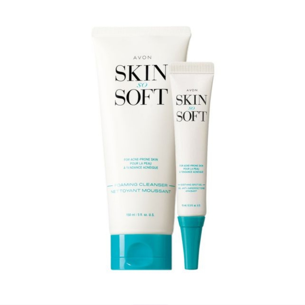 Avon Skin So Soft Acne Prone Skin Foaming Cleanser , Plus Soothing Spot Gel